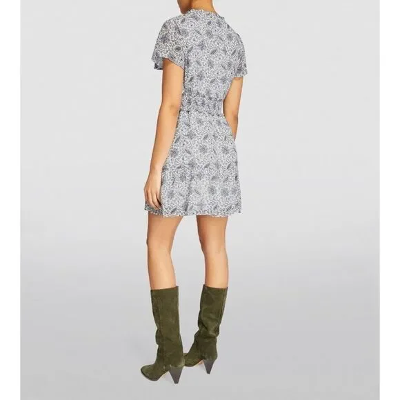 PAIGE Silk Georgette Giannina Mini Dress White/Periwinkle Size XS - Picture 5 of 13